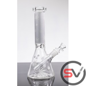 LEAF GLASS BEAKER WATER PIPE 10inch (GLOW IN DARK)